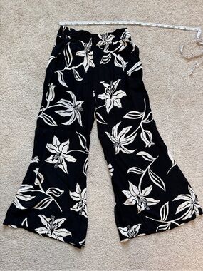 Angie Black Pants with Cream Floral Accents